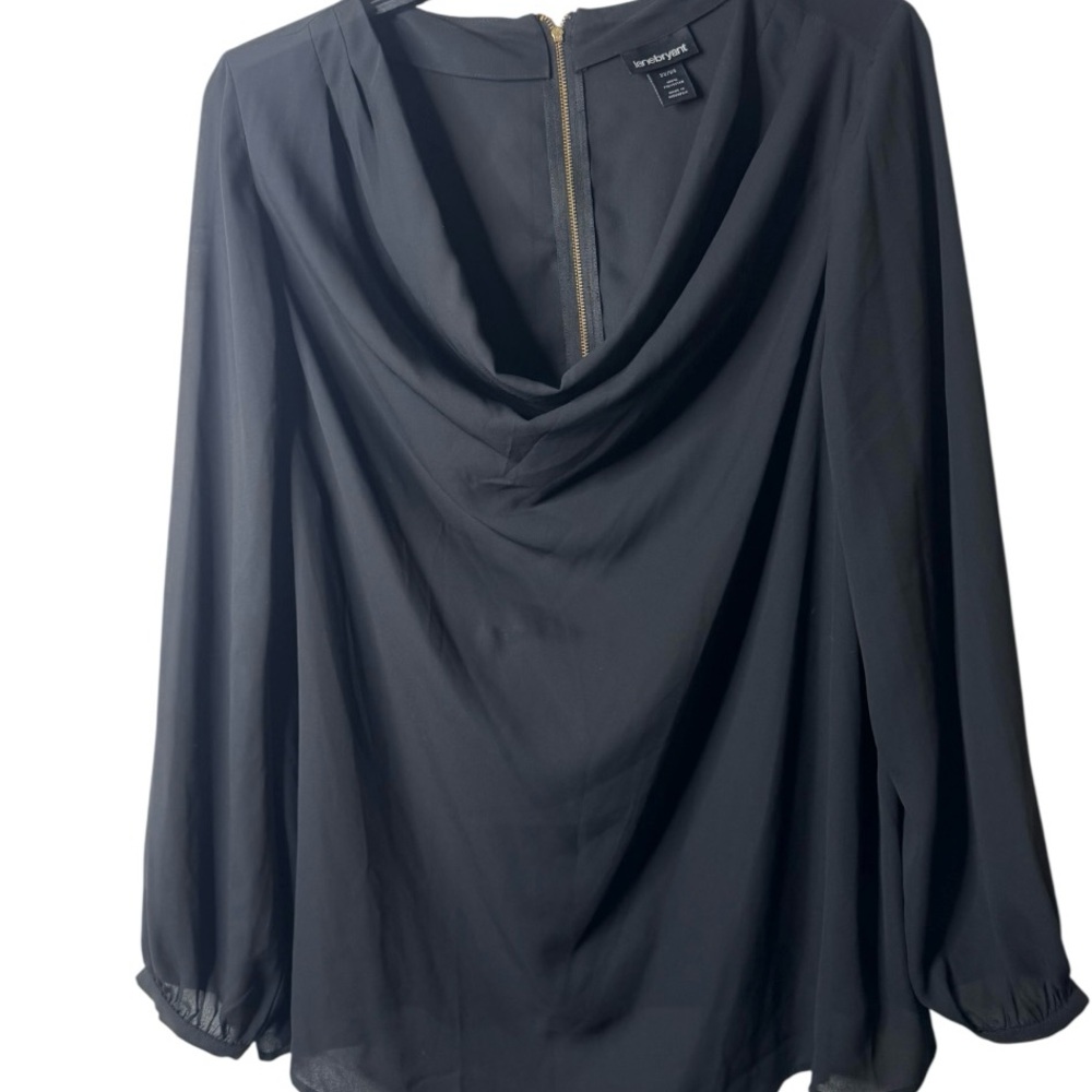 Lane Bryant Black Draped Blouse